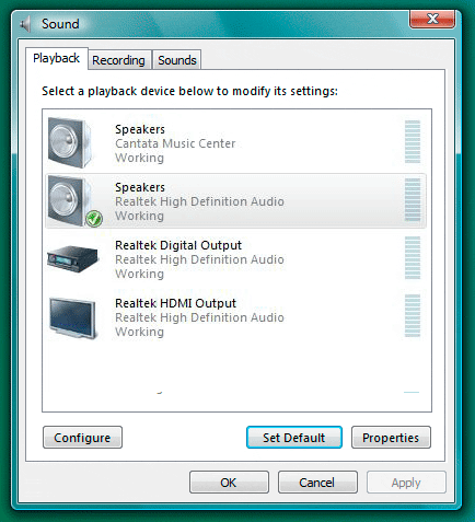 Windows Vista Sound Properties